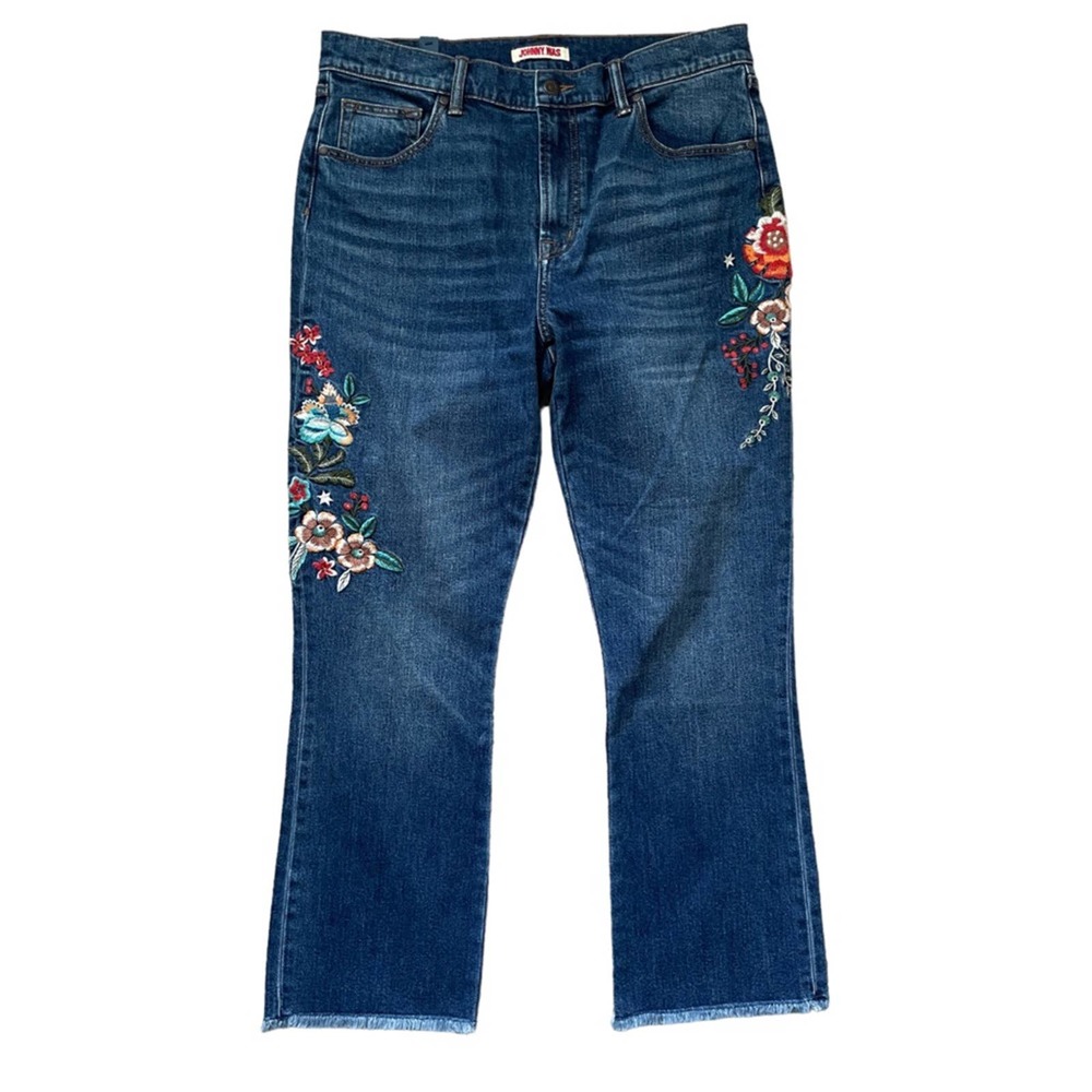 Johnny Was Ardell The Cropped Baby Boot Embroidered Floral Jeans Size 31